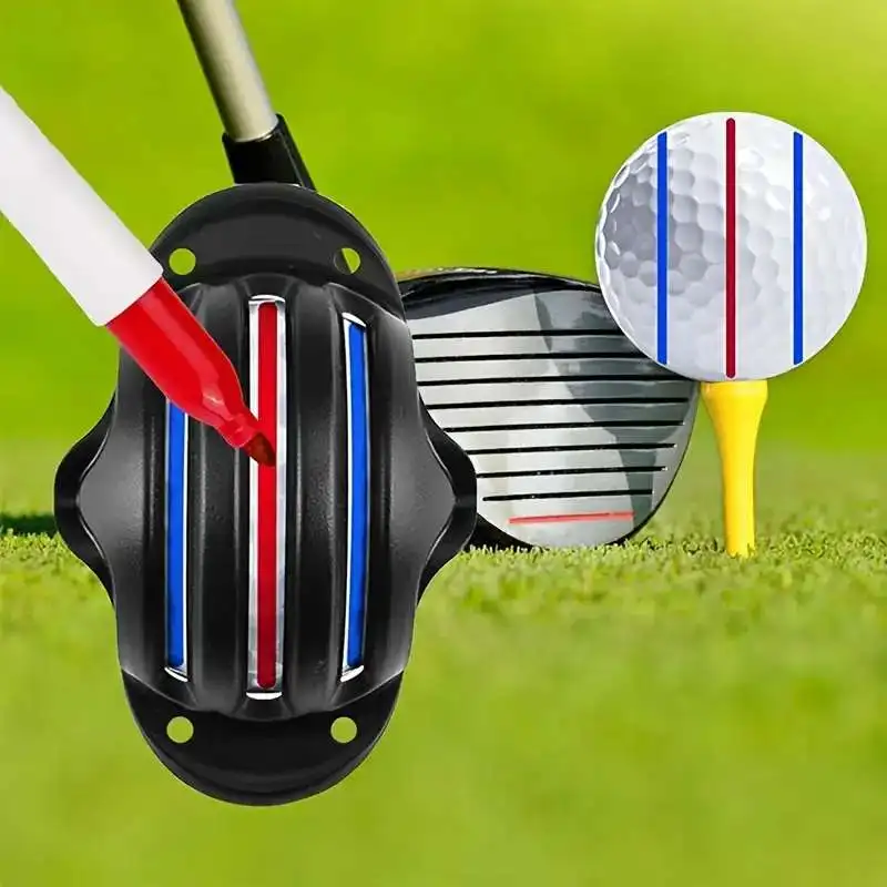 Golf Ball Liner Triple Line with 2 Marker Pen Color Blue Red Putting Position Aids Line Marker