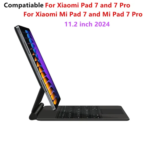 Imagen 2 del producto Funda con teclado mágico para Xiaomi Pad 7 2024 Mi Pad 7 Pro, funda inteligente para tableta de 11,2 pulgadas para Xiaomi Pad 8, funda para teclado español alemán