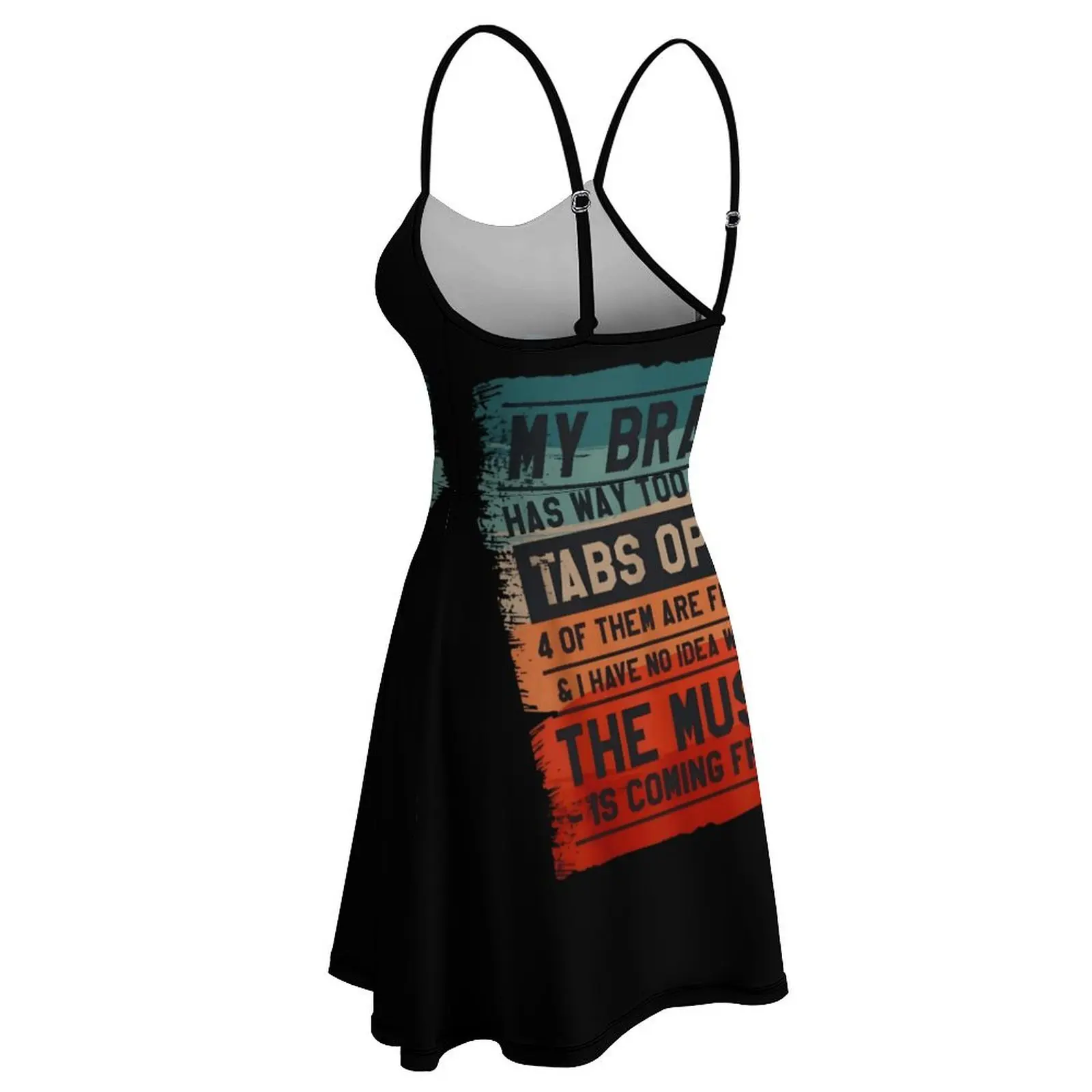 Brain Tabs Frozen Music Women's Sling Dress Graphic Vintage Exotic  Woman's Gown Humor Graphic Cocktails Suspender Dress