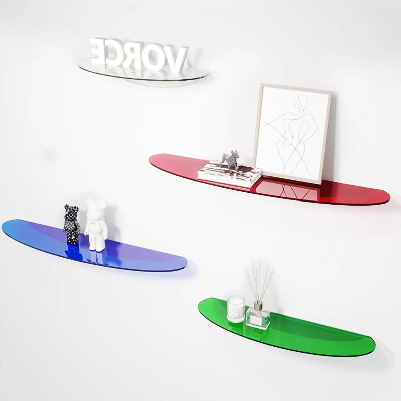 Acrylic Wall Shelf Wall Decor Wall Mounted, Floating Ledge Shelf for Figures Display, Room Décor, Space Saving, Items Organizer