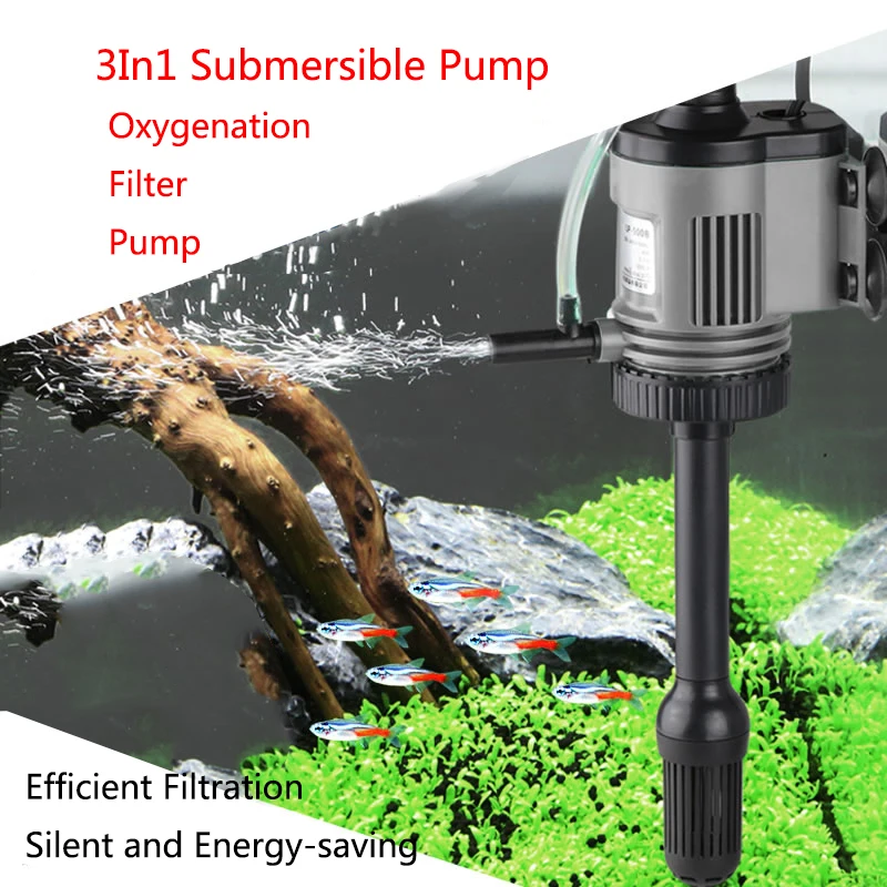 6W 3in1Fish Tank Water Pump Aquarium Filter 220V-240V Submersible Pump For Water Cycle and Pumping of the Fish Tank Rain Spray