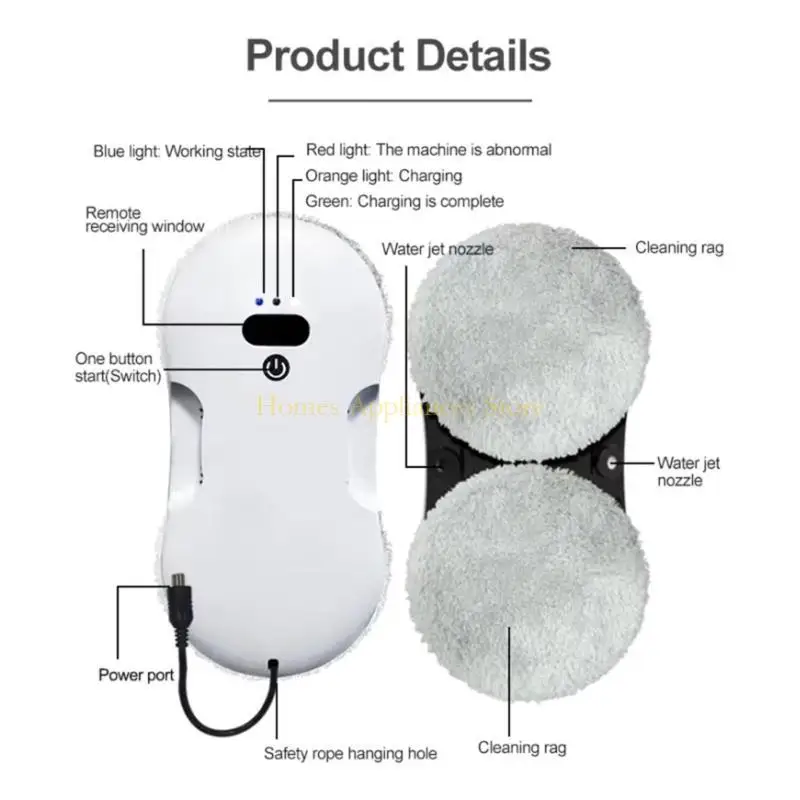 D0AB جهاز تنظيف النوافذ D0AB مع التخطيط الذكي وتنظيف لوحة تنظيف النوافذ الكهربائية