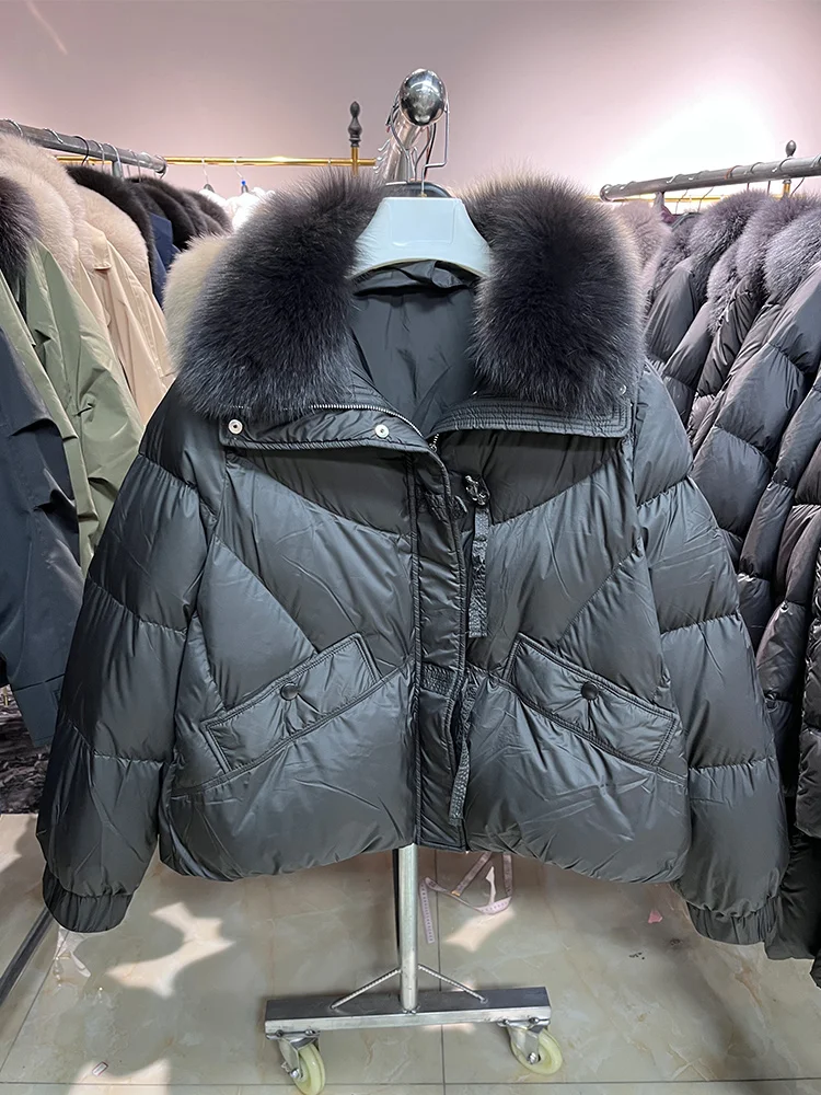2026 Winter Warm Women Real Natural Fox Fur Collar Goose Down Jackets Puffer Parka Jackets Thick Female Streetwear Hot Sale