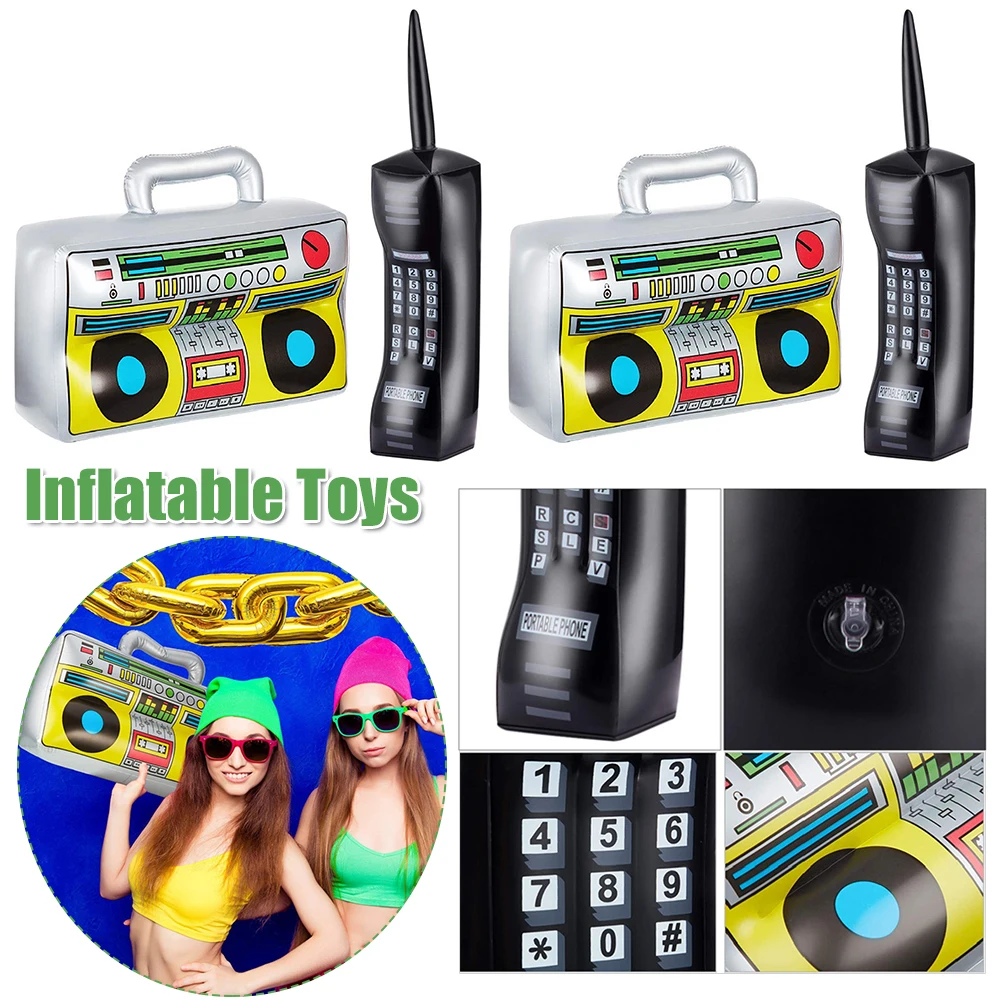 Inflatable Radio Mobile Phone 80s 90s Hip Hop Themed Party Decor Props Vintage Inflatable Phone Decorative Prop view 2
