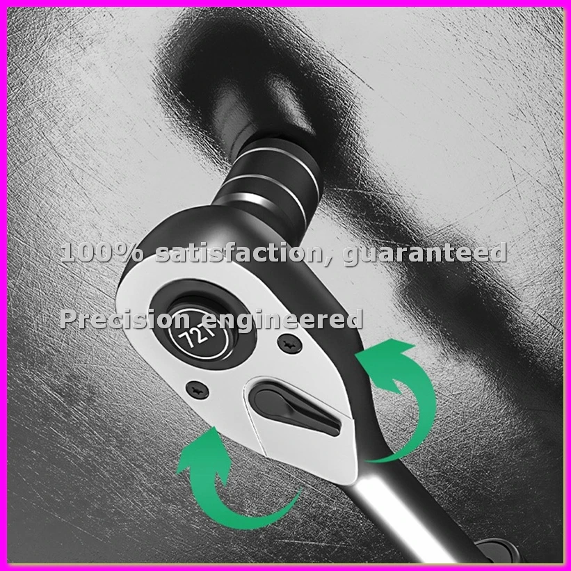 3/8 Inch Retractable Ratchet Drive Rotating Ratchet Reversible Drive 72 Tooth Socket Wrench Mechanical Tool-ABFB