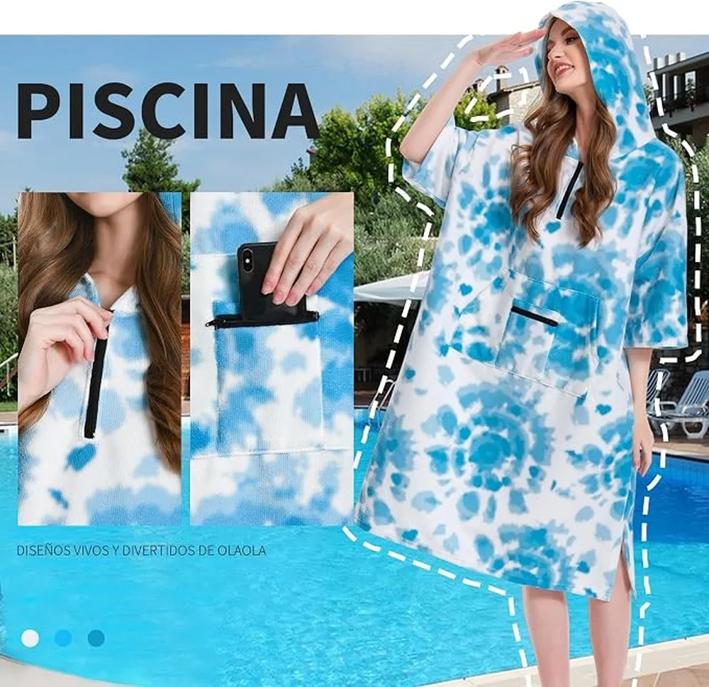 Swim Wrap Robe Soft Absorbent Terry Cloth Hooded Changing Privacy Women Beach Cover Up Plus Size