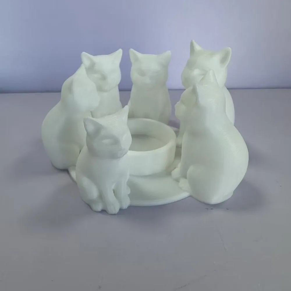 Creative Cartoon Cat Candle Holder Decorative Ring-Shaped 3D Printed Candlestick Cute Animal Candlestick Holder Living Room