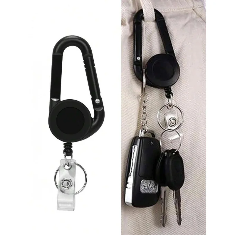 1Pc Keychain ID Tag Pass Work Card Holder Clip Anti-lost Lanyard Clips for Keys Recoil Badge Reel Keyring Retractable Reels