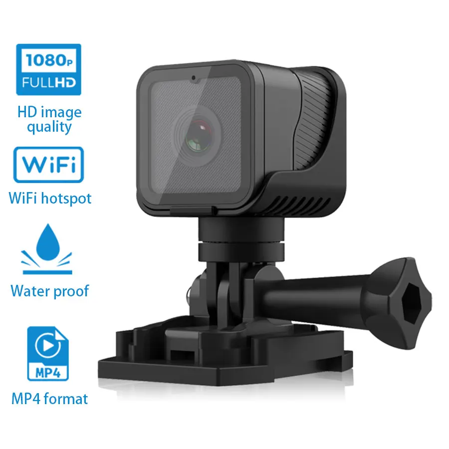 Equipped with WiFi waterproof camera, high-definition 1080P portable sports mini camera, motorcycle and bicycle driving recorder