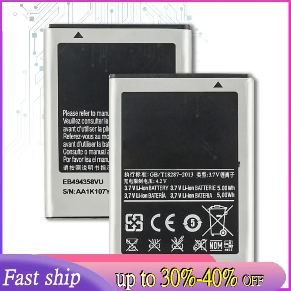 Аккумулятор EB 494358 VU для Samsung Galaxy Ace S5830 S5660 S7250D S5670 I569 I579 GT-S6102 S6818 GT-S5839i 1350 мАч