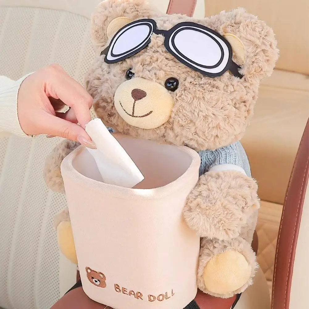 Cartoon Cute Car Tissue Box Creative Car Armrest Box Garbage Can 2 In 1 Tissue Bag Multi-functional Storage Bag For Home Office
