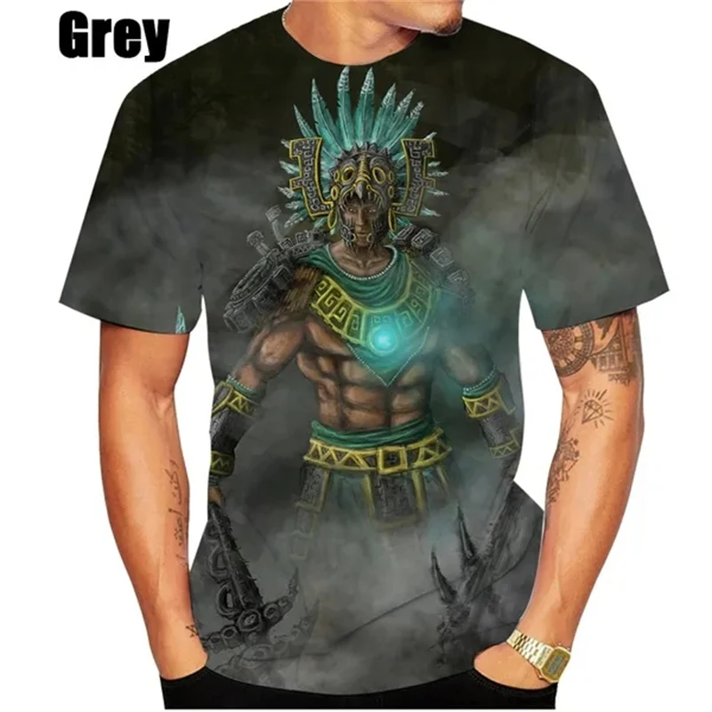 New Summer 3d Mexican Aztec Warrior Men\'swomen\'s Fashion Slim T-shirt 3d Printing T Shirts Short-sleeved Casual Top Mens Clothes