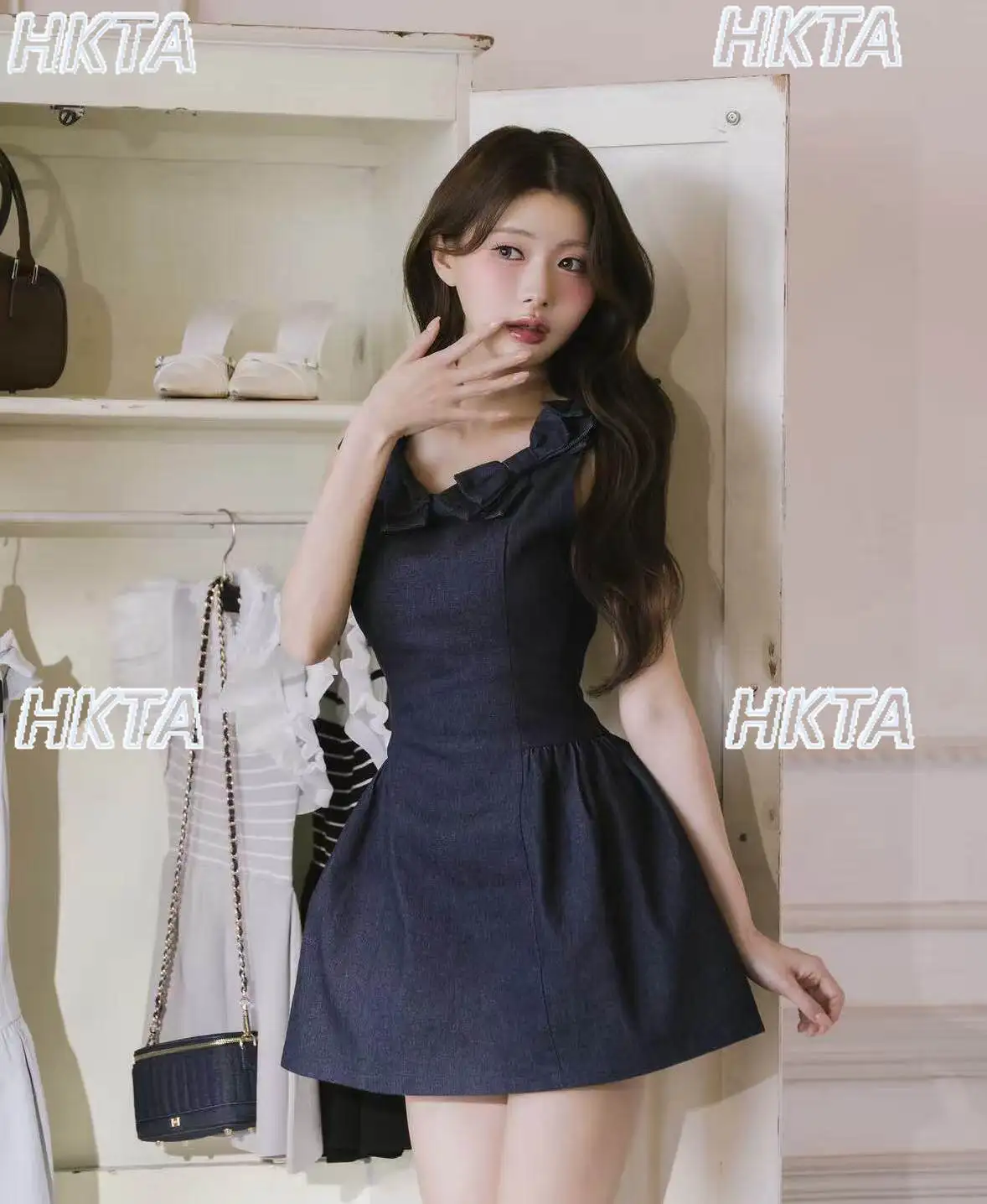 Japanese Autumn Sweet Butterfly Ruffle Edge A Line Dress Elegant Temperament Shopping Dating Slim Sleeveless Lolita Dress Women