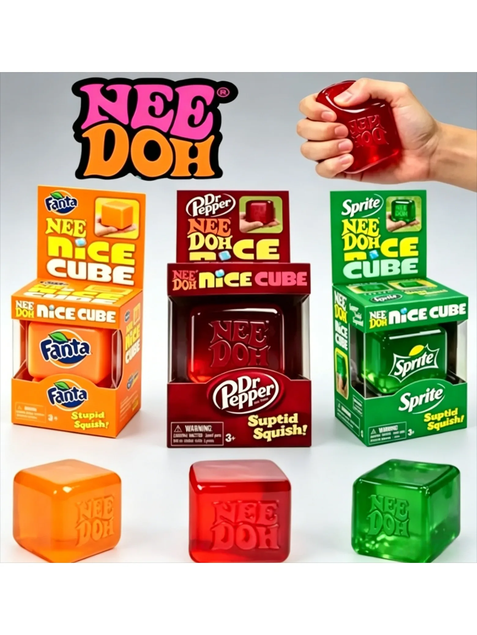 Needoh Dr Pepper Nice Cube Drop Soda Aroma Soft Squishy Slow Rise Fidget Toy Ungiftiges Antistress-Spielzeug für Erwachsene und Kinder, Entspannungsgeschenk
