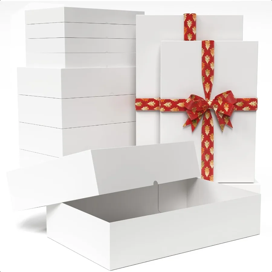 

12 White Gift Boxes 6 XLarge 4in Deep 6 Large 2in Deep