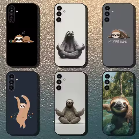 Animal Cute Cartoon Sloth Phone Case For Samsung Galaxy A13,A21s,A22,A31,A32,A52,A53,A71,A80,Soft Black Shell