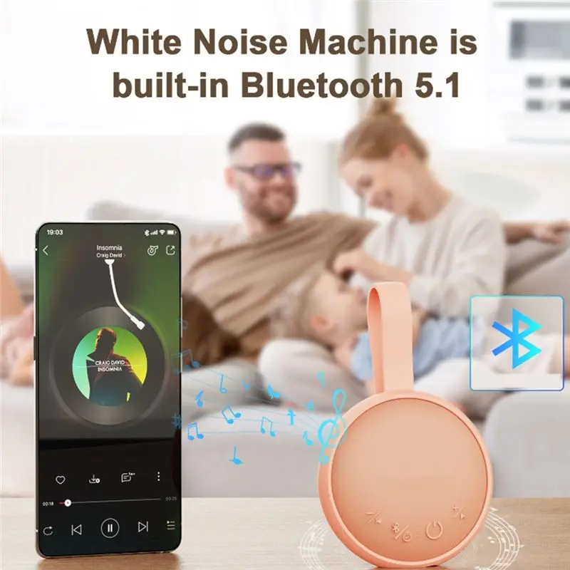 Y47A Sound Machine Whiteness Noise Long-Lasting Battery Timing for Adults Babys Sleep Blue