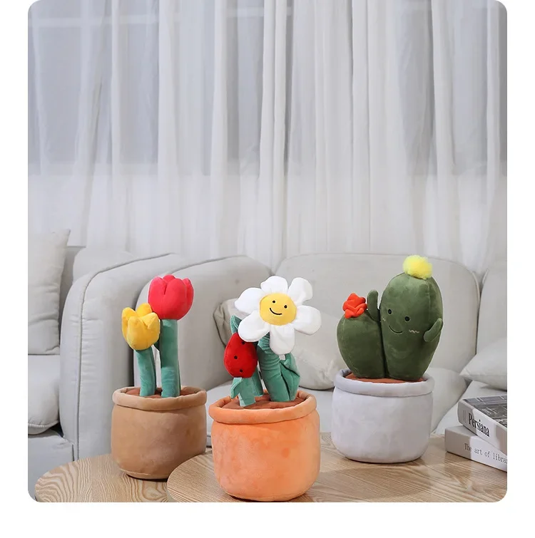 Cactus Plush Toy, Cute Soft Garden Delight Plush Pillow, Creative Plush Plant Daisy, Tulips, Decoration Great Birthday Gift