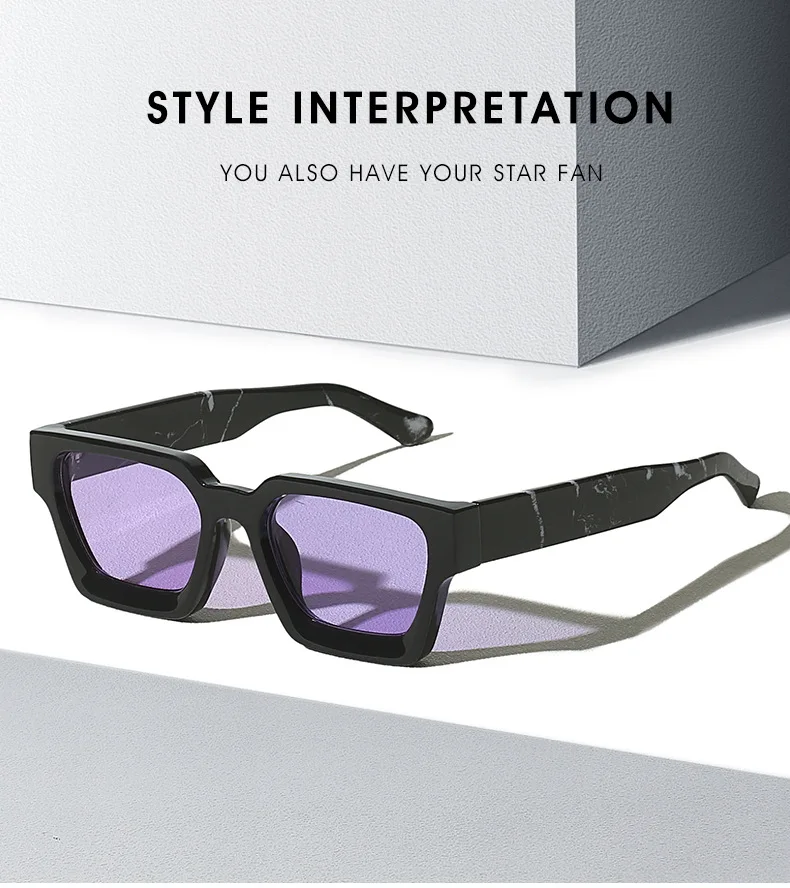 56010 Retro Quadratische Punk Sonnenbrille Frauen Männer Unisex Driving Shades Vintage Sonnenbrille Uv400 Gafas De Sol – Detail 2