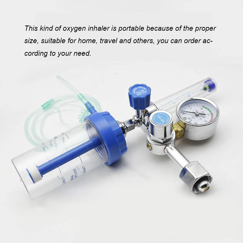 Oxygen Inhaler Pressure Reducing Oxygen Humidification Bottle Metal Valve Meter Inhalator