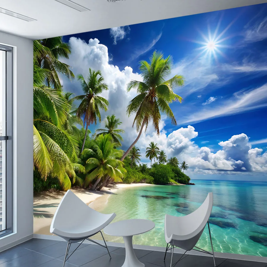 20+ Seascape Mural, Peel and Stick Optional, Summer Beach Coast Photo Wallpaper for Living Room Decoration Home Decor Renovation