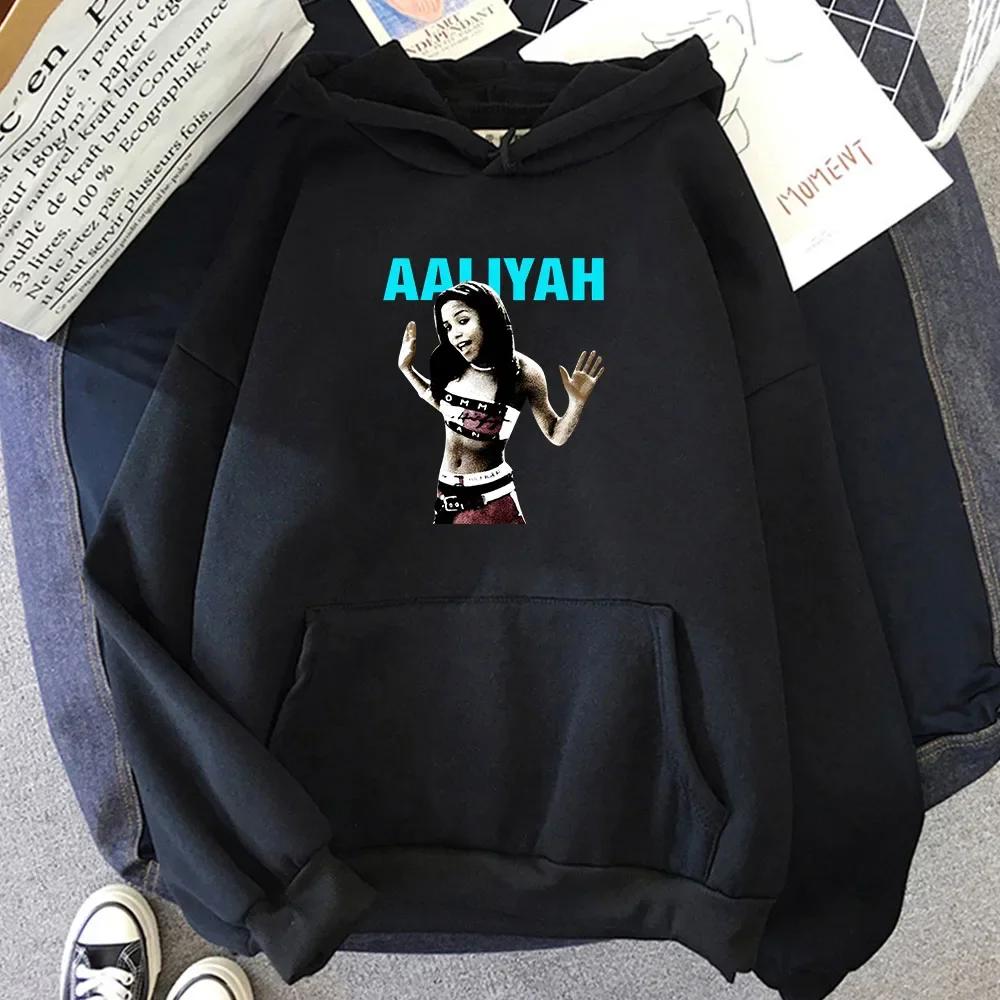 Aaliyah Printed Hoodie with Pocket Casual Sweatshirt Long-sleeved Unisex Sweet Music Clothing Sudaderas Con Capucha Fleece Hoody