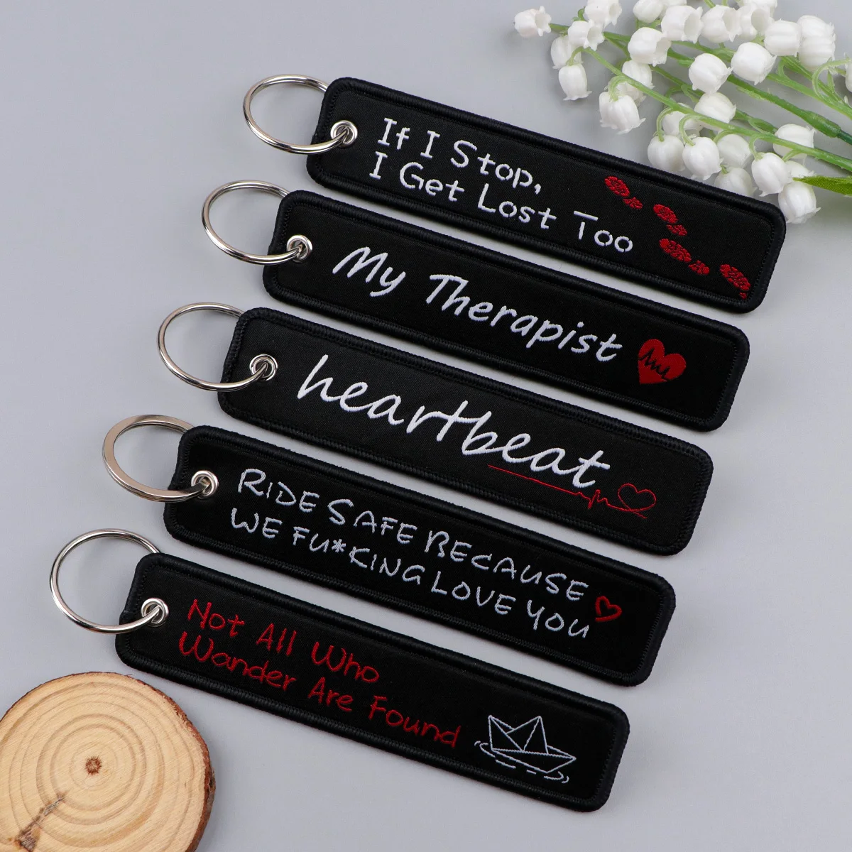 'My Therapist' Quote Embroidery Keychain Key Tag For Motorcycles Cars Backpack Fashion Keys Accessories Gifts For Friends