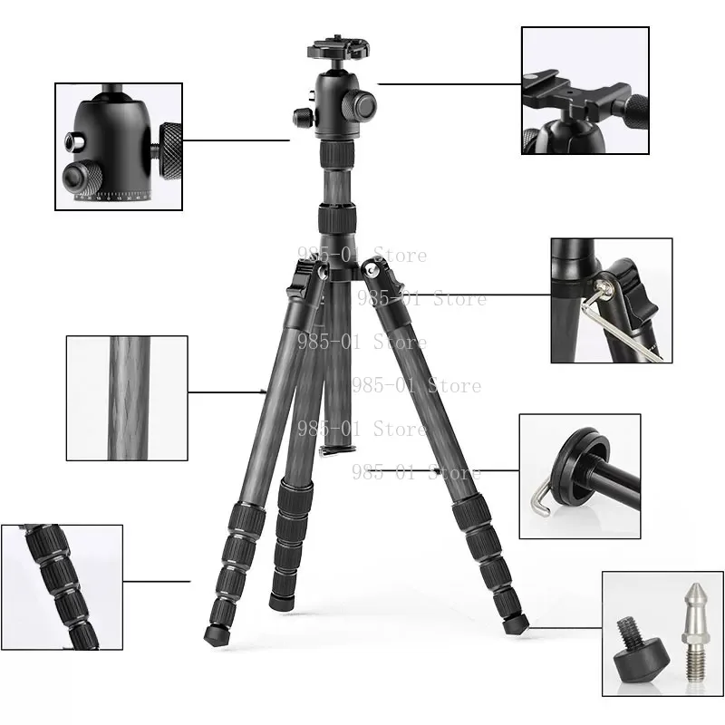 Professional Low-angle Carbon Fiber Tripod SC3230 Multiple Tube Diameters DSLR Support No Central Column Photography Tripod