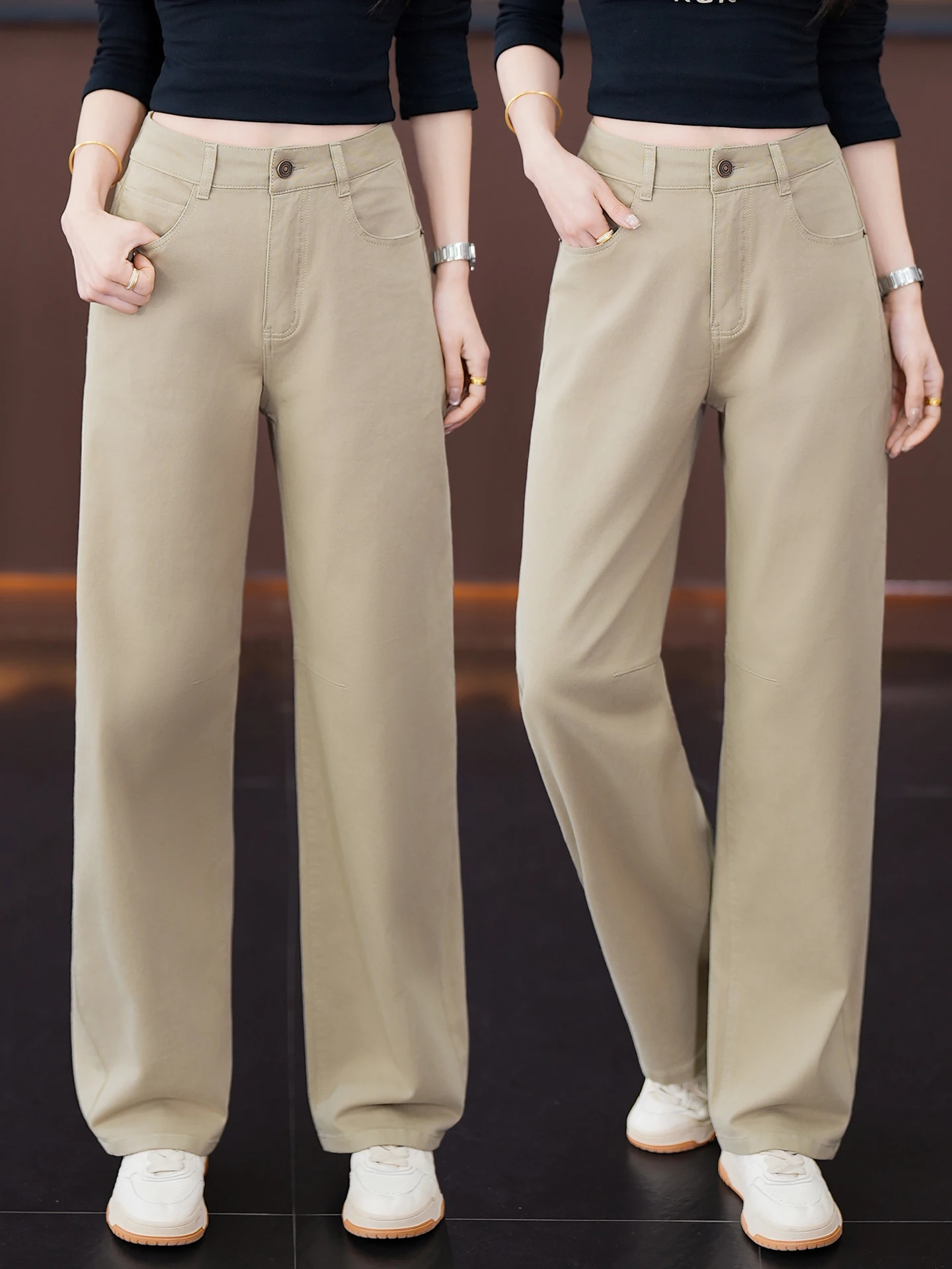 

High Waist Straight Leg Jeans Women's Casual Fashion Spring Autumn 2026 New Style Slimming Bend Knife Pants Cotton Denim