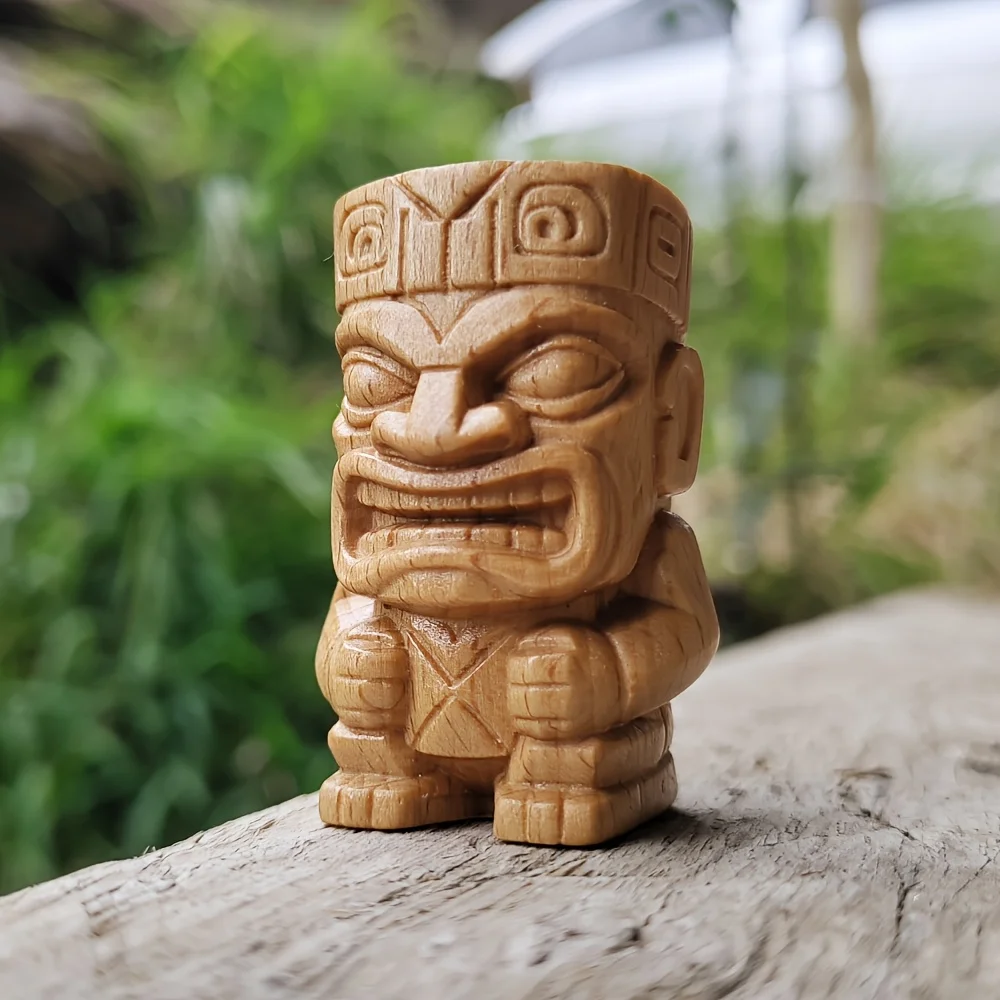 1.8 Inch Hand-Carved Wooden Tiki Totem Column Ornament, Abstract Style, Ethnic Style, Suitable for Holiday Decorations, Housewarming Gifts, Christmas Decorations, Living Room, Birthday Gifts, Study Room, Back-To-School Season Gifts