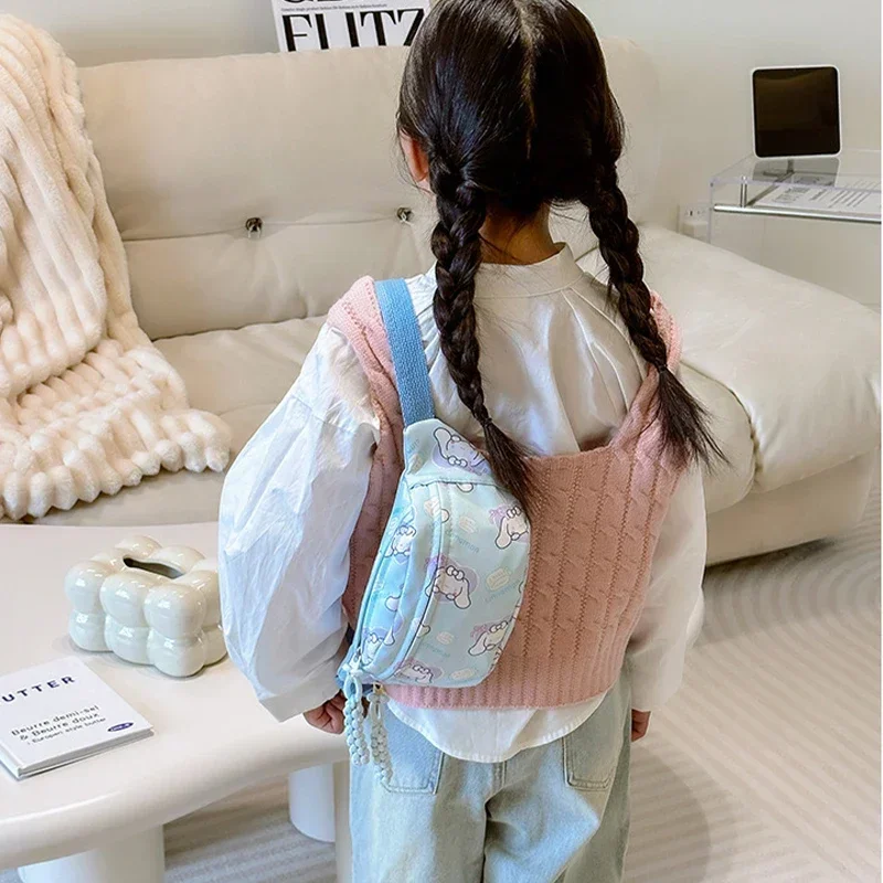 Sac de poitrine Sanurgente Kuromi pour enfants, Cinnamoroll, Bandoulière initiée, Poudres de rangement de taille, My Melody, Hello Kitty, Porte-monnaie, Cadeau pour fille