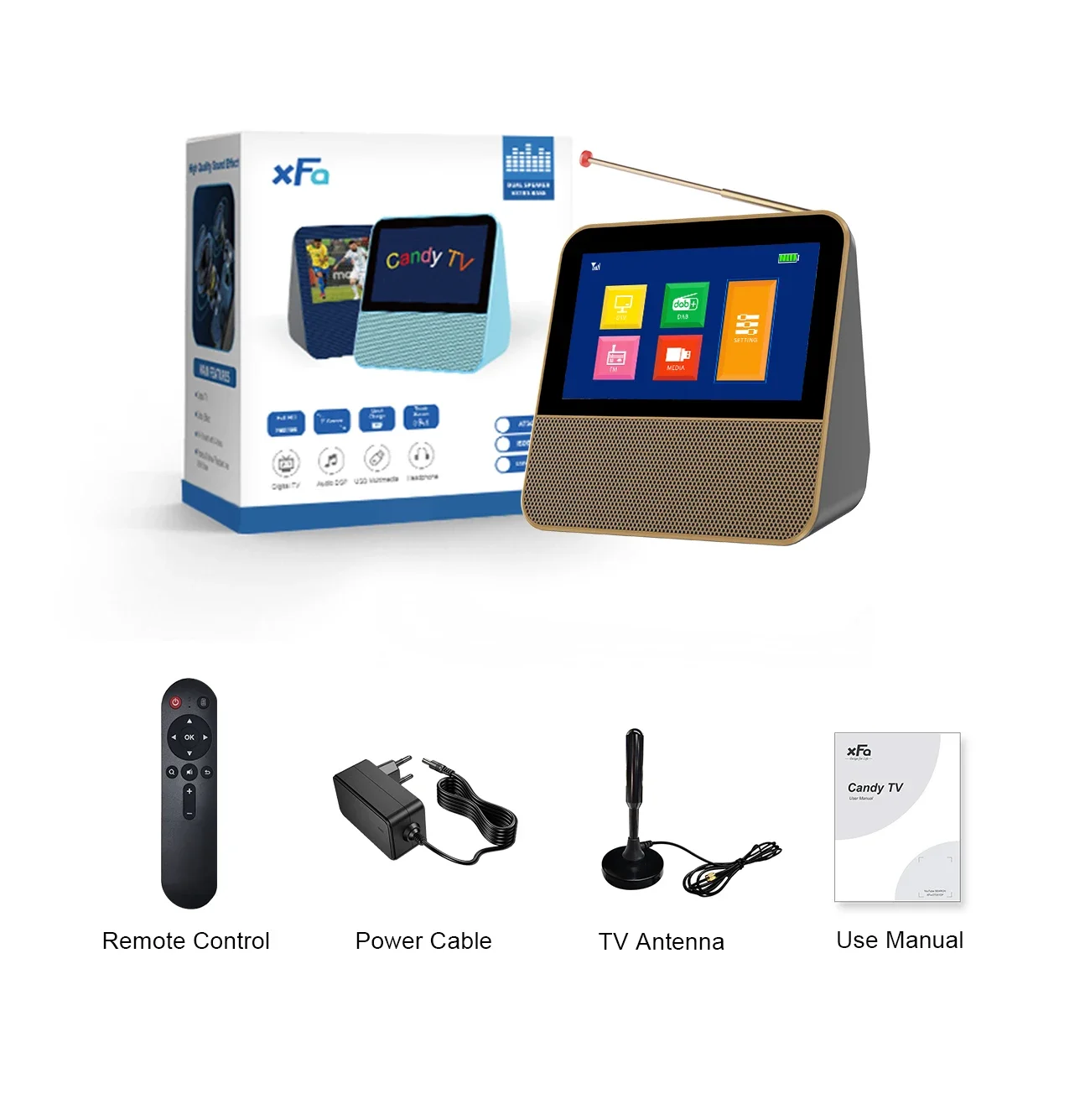 Mini TV portátil com display LED de 7 polegadas DAB + rádio FM reprodução USB MP4 música vídeo com áudio DSP