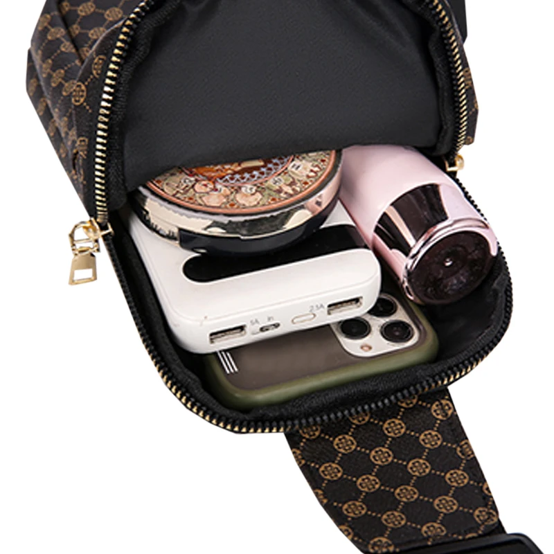 Compact Retro Printed Crossbody Sling Bag Smooth Metal Zipper, Portable Chest Pack for Motorbike Travel Leisure Strolls - view 3