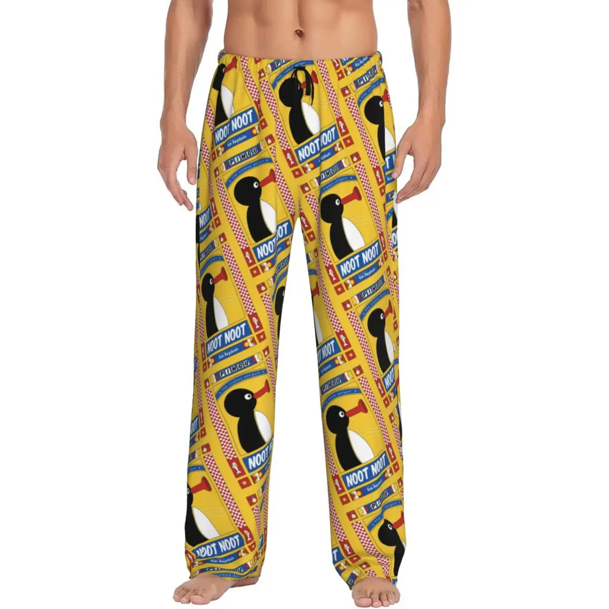 مخصص الرجال Noot Noot Pingu بيجامة السراويل طباعة البطريق ميرش ملابس النوم قيعان مع جيوب