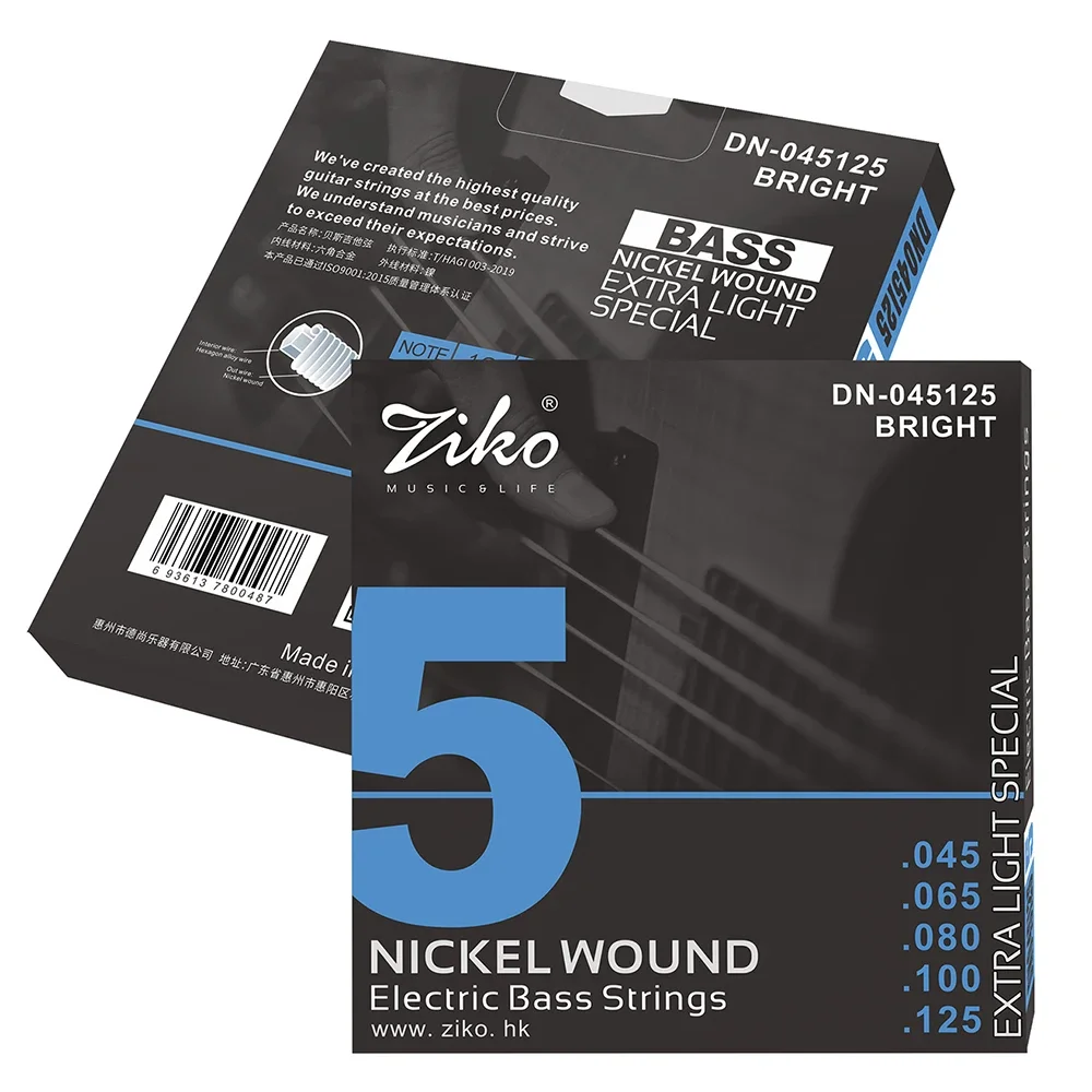 ZIKO 5 Strings Bass Electric Guitar Strings Strings Nickel Wound Hexangon Alloy Core Electric Guitar Bass String Stringed Parts