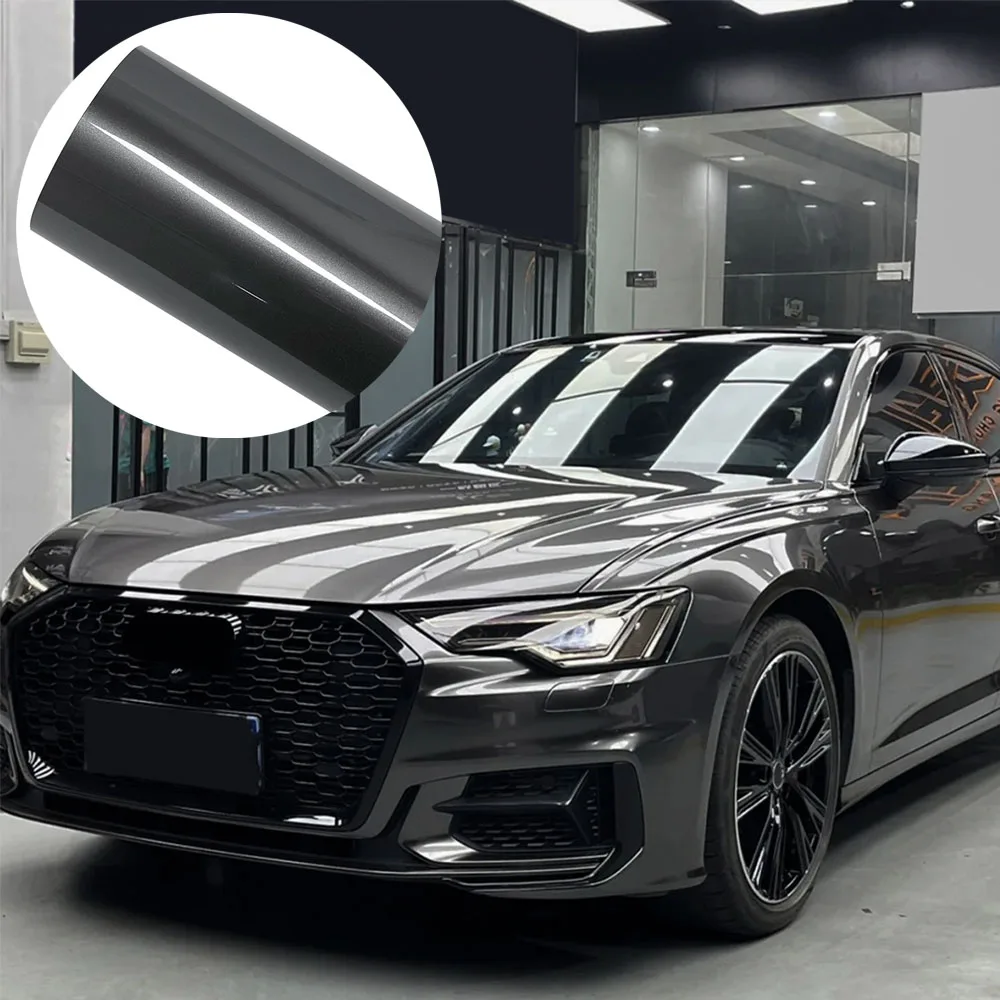 Car Vinyl Film Metallic Anthracite Grey Color Change Sticker PET Bubble Free Wrapping Car Accessories Auto Self Adhesive Decals
