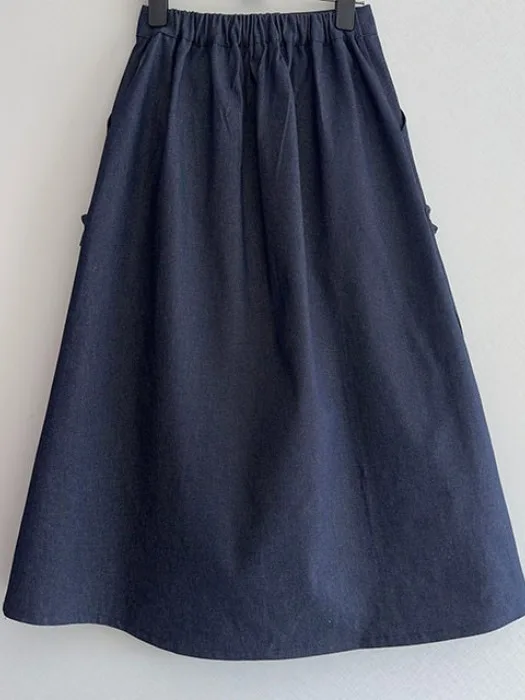 

Chic Summer Vintage High Waist A-Line Denim Skirt Women's f Body ket Design Wooden Versatile Slimming Skirt