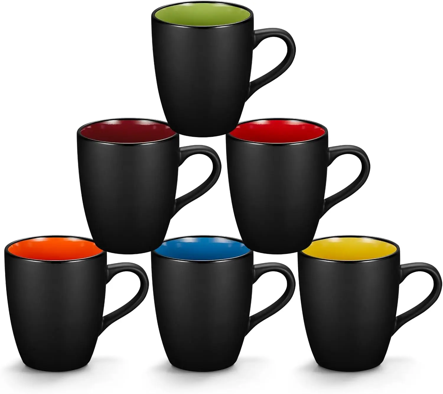 

6-piece ceramic coffee cup set, 12 ounce ceramic coffee cup, matte black coffee cup, restaurant coffee cup