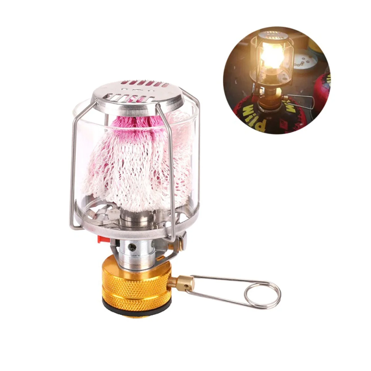 Mini Gas Lamp Outdoor Camping Lantern Tent Lamp Flashlight Hanging Mini Camping Portable Glass Lamp Camping