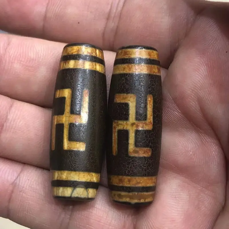 Tibetan Old Agate Weathered Patterned Swastika Bead Necklace, Bracelet, Pendant, Accessories, Ethnic Style DIY Jewelry