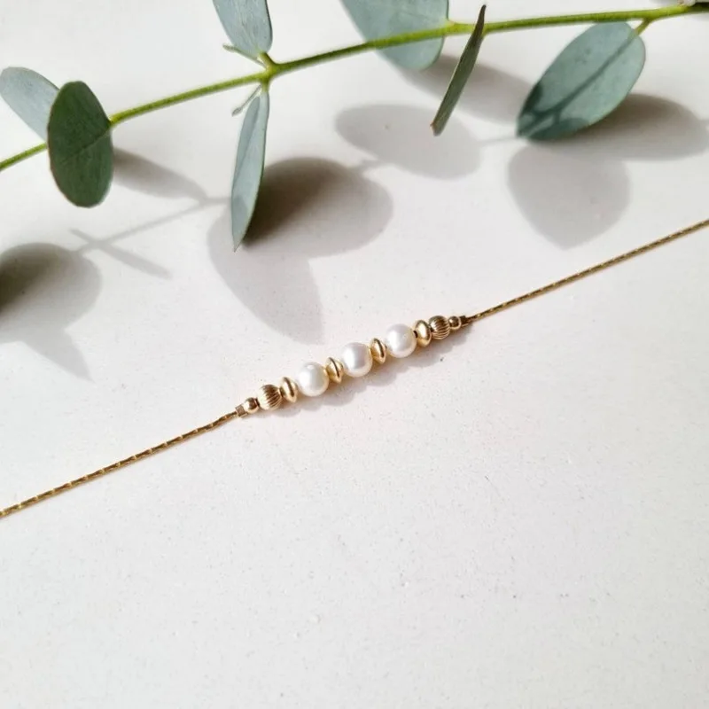 Mother-of-pearl bracelet: 14k gold-plated natural gemstone minimalist women's jewelry