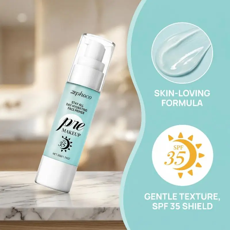 

Увлажняющий праймер для макияжа с SPF35, солнцезащитный, натуральный, освежающий, легкий, осветляющий крем-праймер для лица