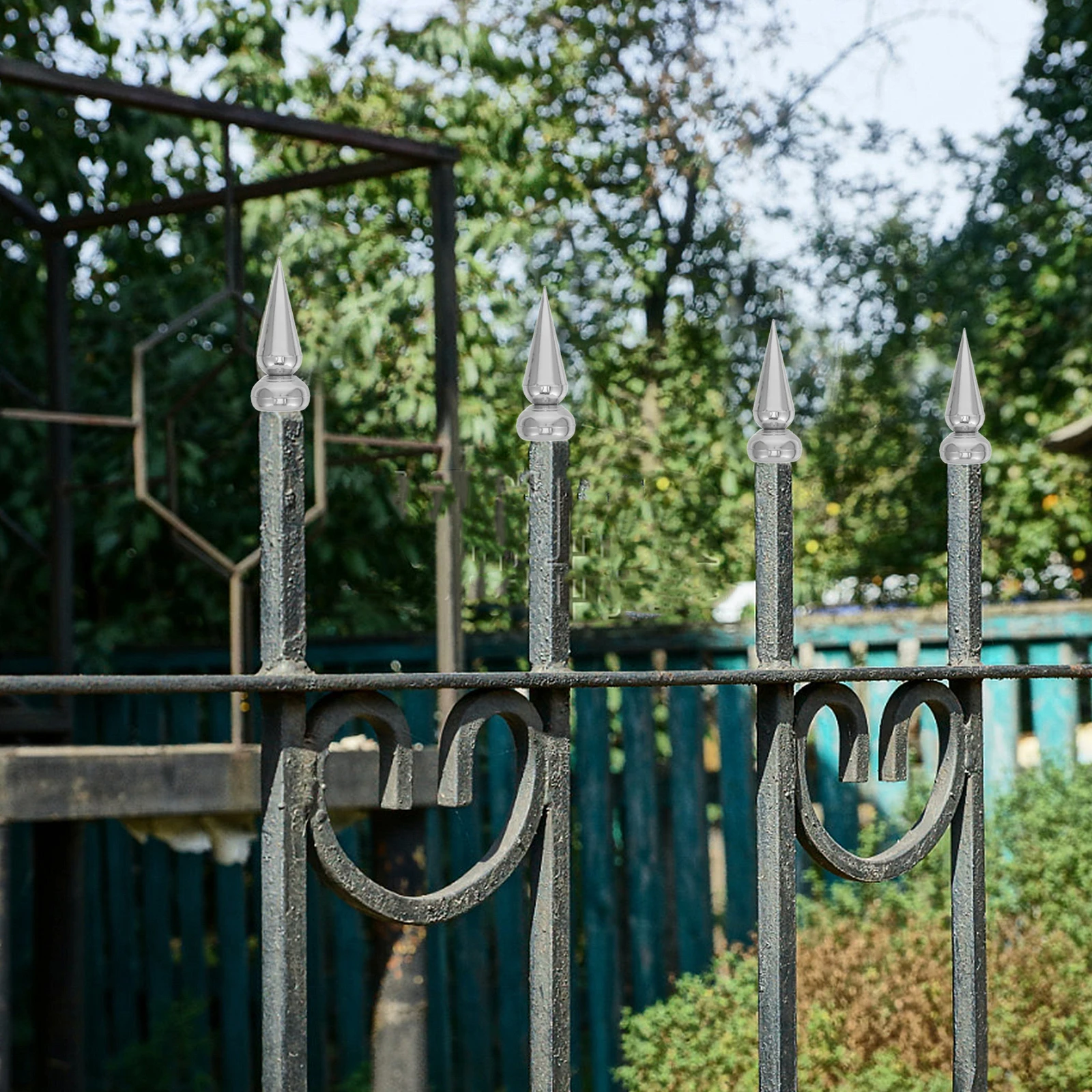 

4 Pcs Stainless Steel Tips 19mm Diameter Fence Decor Garden Balcony Yard Privacy Enhancer Wrought Iron Finials
