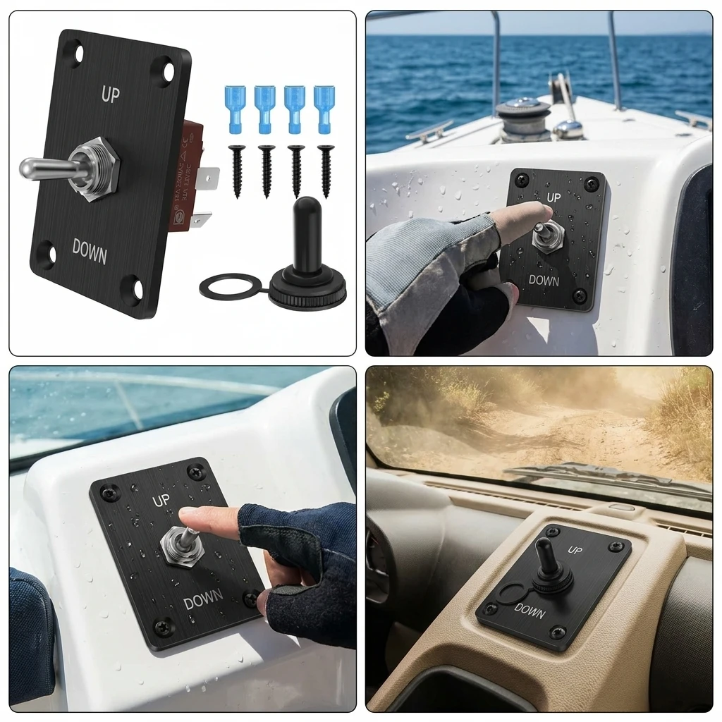 12V DC Heavy Duty Toggle Switch 30A Waterproof 2 Pin SPST with Mounting Panel And Weatherproof Cap for Automotive image 5