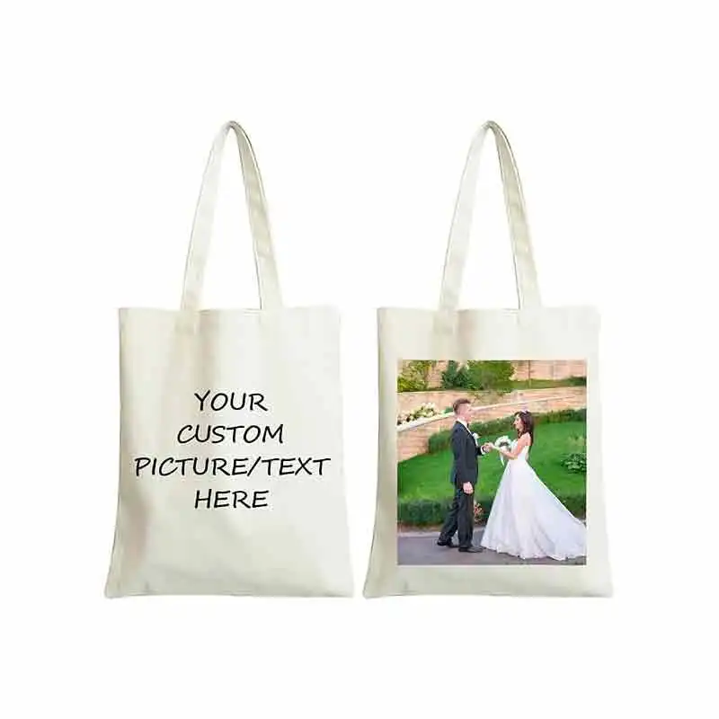 VCB1 Custom Tote Bag, Personalized Canvas Tote Bag With Customizable Photos Text Reusable Grocery Bag