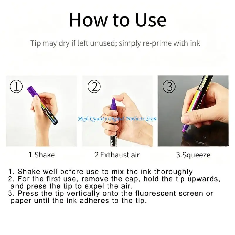 U2JE 8Pcs Erasable Liquid Chalk Pen 4.5mm Or 8mm Fluorescent Highlighters Marker