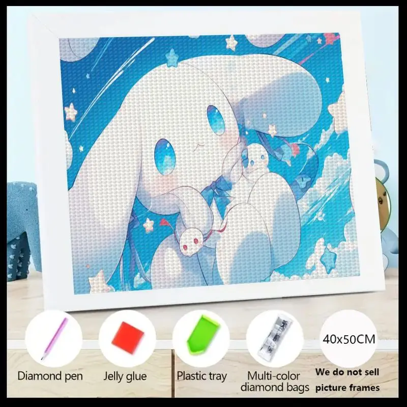 

1 шт. милый набор для алмазной живописи в стиле Kawaii Cinnamoroll, 5D полная дрель, большой драгоценный камень, художественный набор, очаровательный белый щенок, персонаж Crysta своими руками