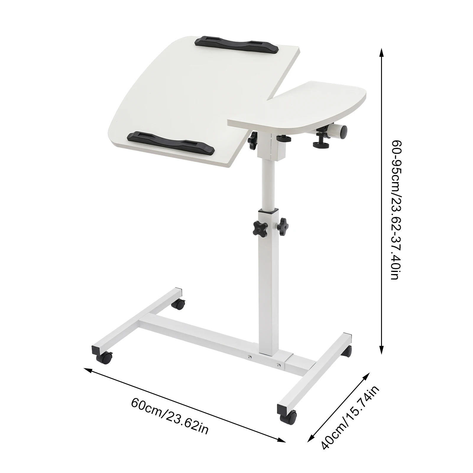 Rollbarer Laptop-Ständer Schreibtisch 360° ° Drehbarer Tisch mit verstellbarer Höhe, ergonomisch, weiß, für das Heimbüro – Detail 1