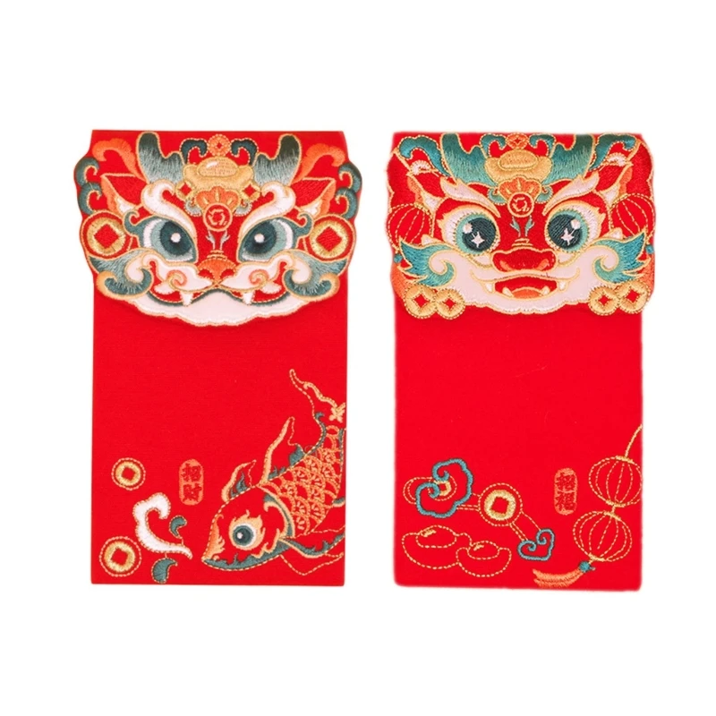 Buste rosse cinesi, busta con soldi fortunati 2024 anno del drago, drago Hongbao ricamato per borsa regalo Capodanno