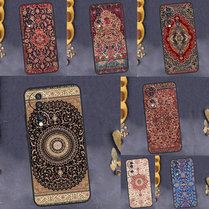 Retro Ethnic Carpets Turkish Rug Case For Huawei Honor Magic5 Lite 50 70 X7 X8 X9 P20 P40 P30 Pro P Smart 2019 Nova 9 Cover